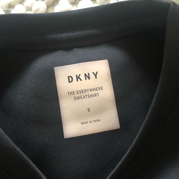 DKNY Mixed Media Sweatshirt w/Rhinestone Logo - Picture 4 of 5